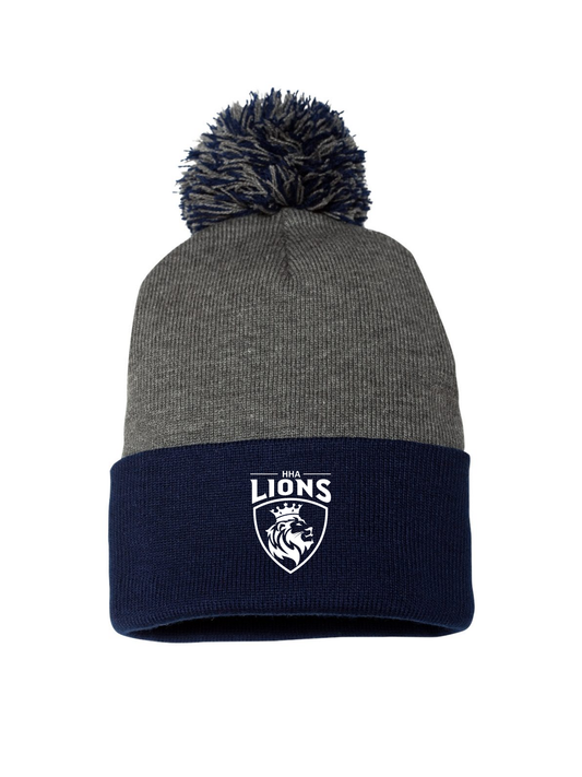 Two-Tone Lions Pom Toque
