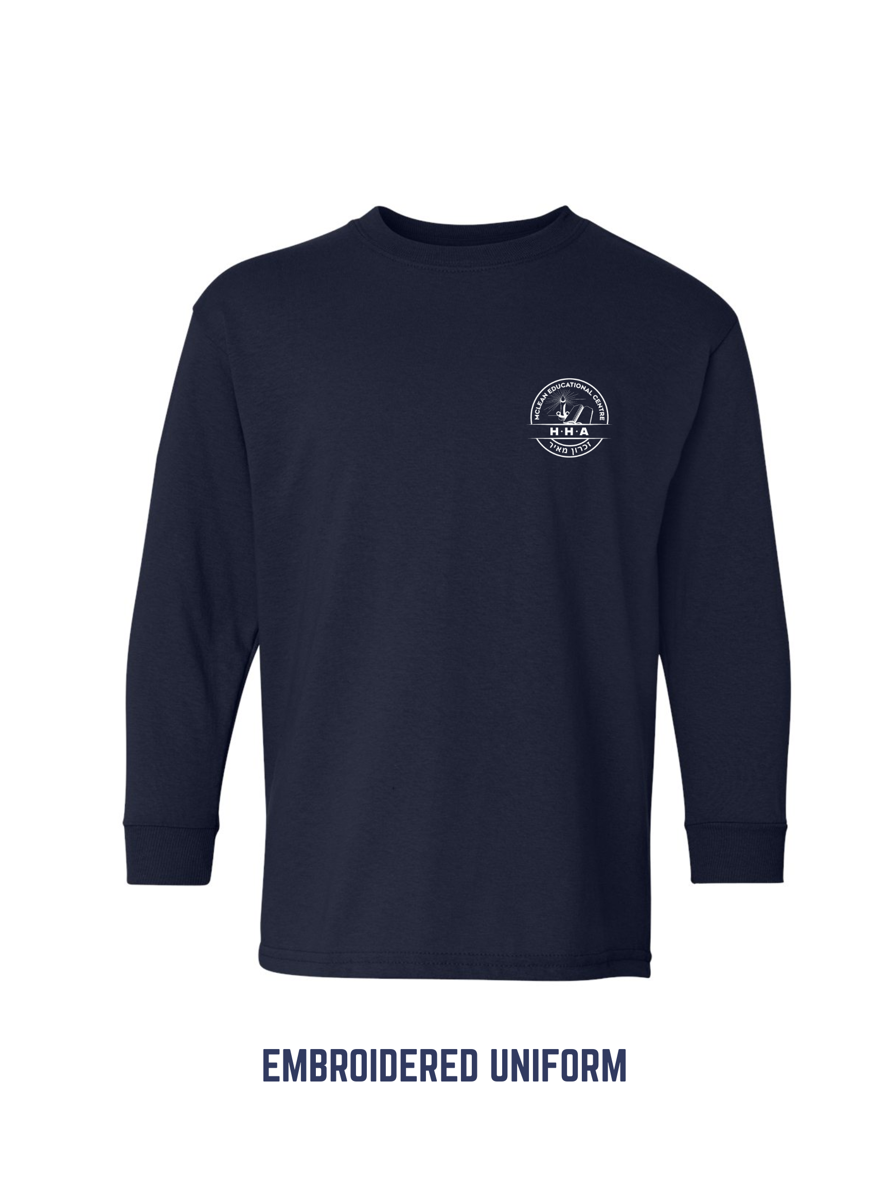 Embroidered Long Sleeve Uniform Tee – Navy